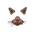 A set of animal face elements. The design of the ear and nose. Mask of a cat. Royalty Free Stock Photo