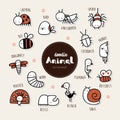 Set of animal icon hand draw doodle Royalty Free Stock Photo