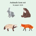 Set of animal icons in paper style Royalty Free Stock Photo