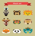 Set of animal masks for costume Party