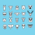 Set of animal mounted heads. Vector illustration decorative design
