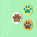 Set of animal paw print. Dog or cat footprint vector icon illustration Paw prints, icon. Royalty Free Stock Photo