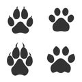 Set of animal paws in gray. Different animal paw print vector illustrations for your web site design, logo, app, UI. Royalty Free Stock Photo