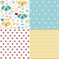 Set of animal seamless patterns with dog Royalty Free Stock Photo