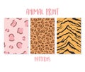 Set of animal seamless prints, tiger and leopard patterns Royalty Free Stock Photo
