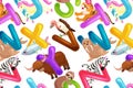 Set of animals alphabet for kids letters, cartoon fun abc education in preschool Royalty Free Stock Photo