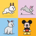 Set of animals and cartoon vector illustration Royalty Free Stock Photo