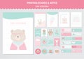 Set of animals and cute vector cards,bears,baby shower,printable, tags,cards,templates,Notes, Stickers, Labels,Scrap booking, Con