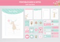 Set of animals and cute vector cards,deer,baby shower,printable,  tags,cards,templates,Notes, Stickers, Labels,Scrap booking, Cong Royalty Free Stock Photo