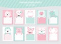 Set of animals and cute vector cards,dog,baby shower,printable,  tags,cards,templates,Notes, Stickers,Labels,Scrap booking, Congr Royalty Free Stock Photo