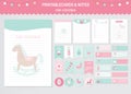 Set of animals and cute vector cards,unicorns,baby shower,printable, tags,cards,templates,Notes, Stickers, Labels,Scrap booking, C Royalty Free Stock Photo