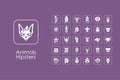 Set of animals hipsters simple icons Royalty Free Stock Photo