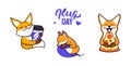 The set of animals hugging food s is good for hug day, stickers. The logo little fox