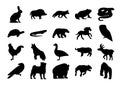 Set animals large set of animals in a black style. Royalty Free Stock Photo