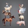 Set of animals living on the farm. vector illustration