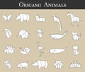 Set of Animals origami vector