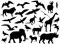 Set of animals silhouettes on white background Royalty Free Stock Photo