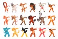 Set of Animals Standing in Dub Dancing Pose, Different Animals Doing Dubbing Vector Illustration on White Background Royalty Free Stock Photo