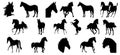 Set of animals. Vector illustration. Black horses on a white background. Royalty Free Stock Photo