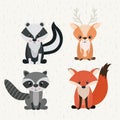 Set animals woodland wildlife icon Royalty Free Stock Photo