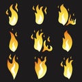 Set of animation fire and illustration various . Cartoon flat style.
