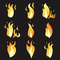 Set of animation fire and illustration various . Cartoon flat style.
