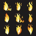 Set of animation fire and illustration various . Cartoon flat style.