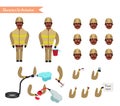 Set for animation of firefighter in uniform
