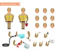 Set for animation of firefighter in uniform