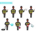 Set for animation of firefighters in uniform,