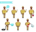 Set for animation of firefighters in uniform,
