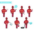 Set for animation of firefighters in uniform,