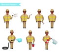 Set for animation of firefighters in uniform,