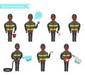 Set for animation of firefighters in uniform,