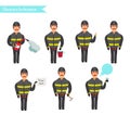 Set for animation of firefighters in uniform,