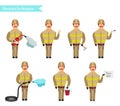 Set for animation of firefighters in uniform,