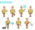 Set for animation of firefighters in uniform,