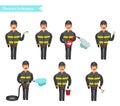 Set for animation of firefighters in uniform,