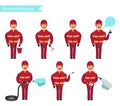 Set for animation of firefighters in uniform,