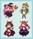 set anime chibi characters Royalty Free Stock Photo