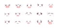 Set of anime kawaii cute different emotions smile