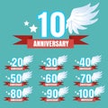 Set of anniversary emblems vector