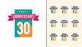 Set of anniversary logotype. Colorful anniversary celebration icons design for booklet, leaflet, magazine, brochure