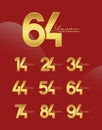 Set of Anniversary logotype gold color with red background for celebration Royalty Free Stock Photo