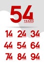 Set of Anniversary logotype and red color with white background for celebration Royalty Free Stock Photo