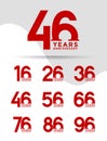 Set of Anniversary logotype and red color with white background for celebration Royalty Free Stock Photo
