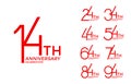 set of anniversary logotype red flat color special edition on white background for celebration Royalty Free Stock Photo