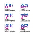 Vector set of anniversary number signs, symbols.years jubilee design elements collection Royalty Free Stock Photo