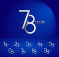 set anniversary silver color logotype style with overlapping number on blue background Royalty Free Stock Photo