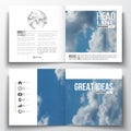 Set of annual report business templates for brochure, magazine, flyer or booklet. Beautiful blue sky, abstract Royalty Free Stock Photo